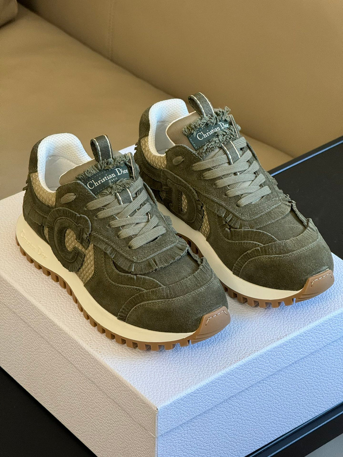 Cest CD Sneaker Dark Green Suede Calfskin And Mesh