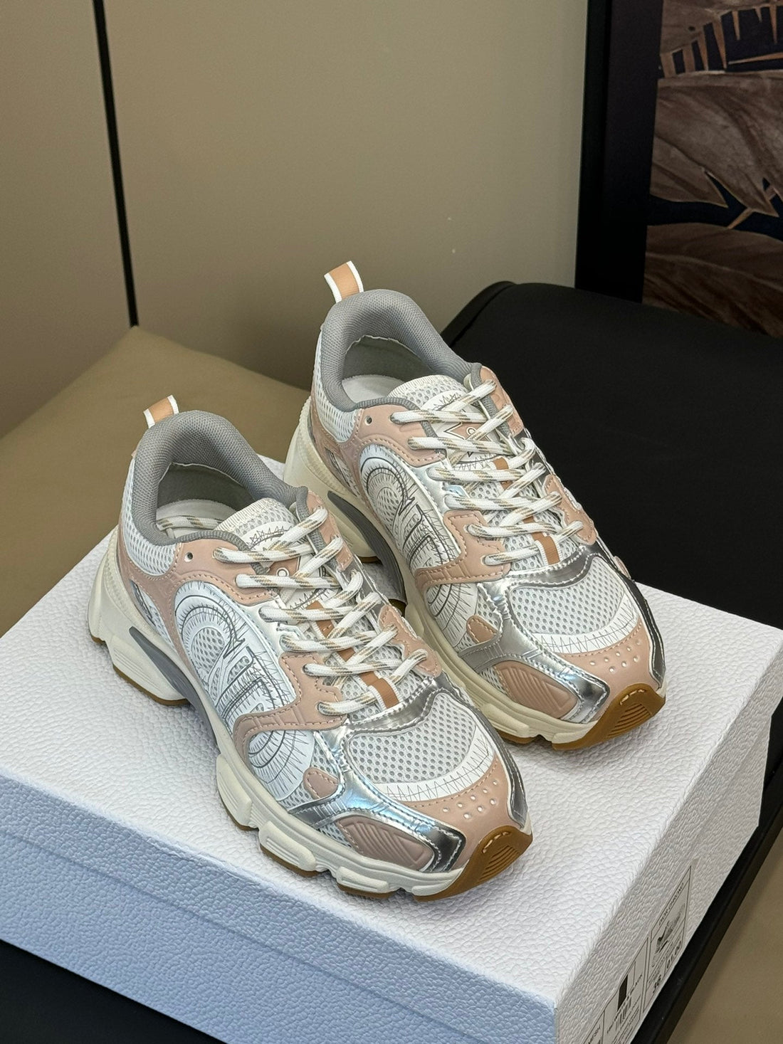 CD Chrono Sneaker Nude And Silver Mesh Fabric 992626