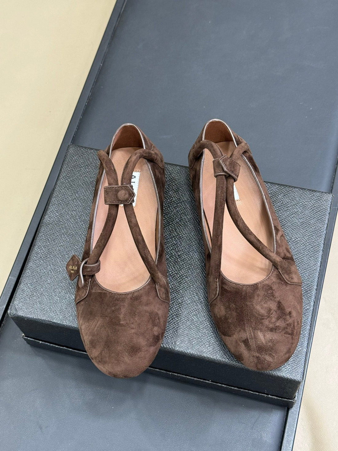 Alaïa Le Teckel Ballet Flats Dark Brown Suede 468728