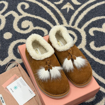 Miu Miu Snow Boots Brown Suede Wool 521939