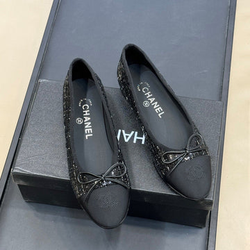 CC 26SS Ballet Flats Black Tweed Fabric 623151