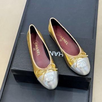 CC 26SS Ballet Flats Gold Sliver Leather 623155