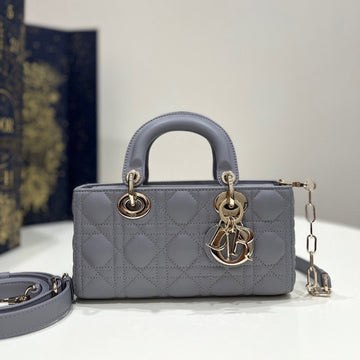 Small D-Joy Bag 22 In Grey Lambskin