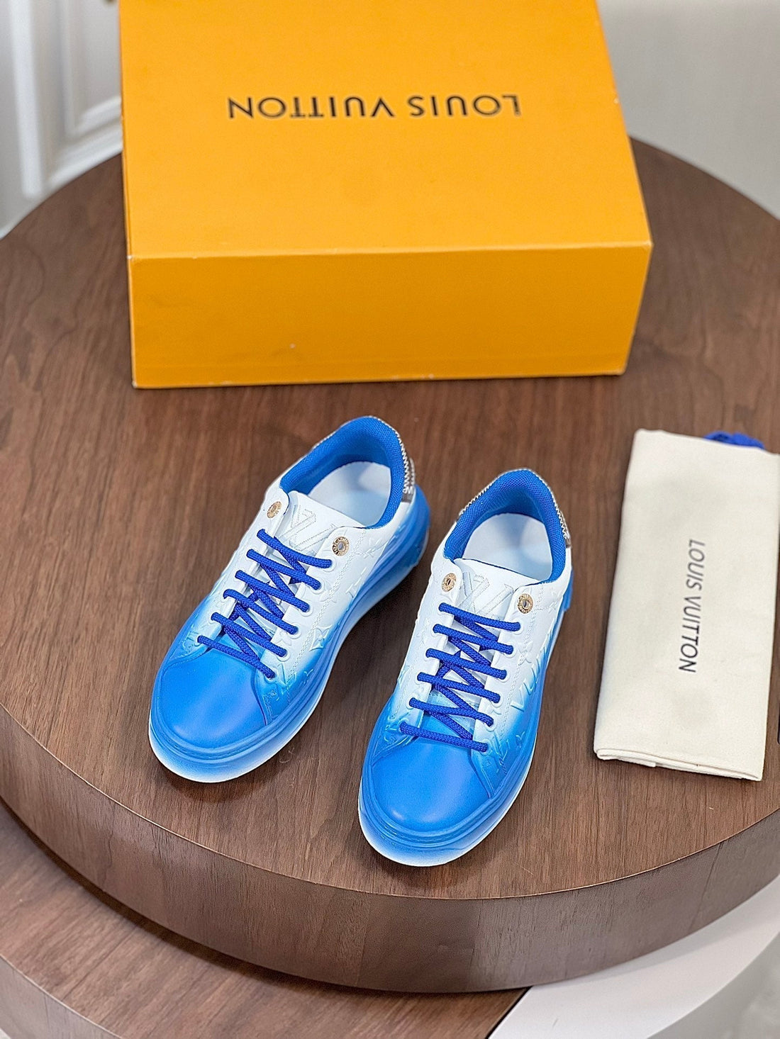 LV Time Out Sneaker Blue Mix White Calfskin