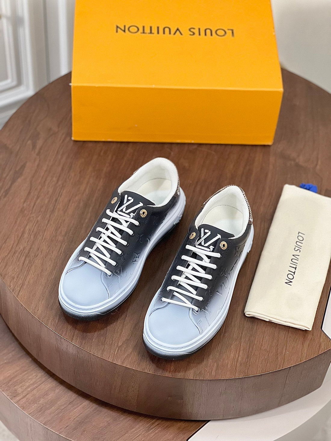 LV Time Out Sneaker Black Mix White Calfskin