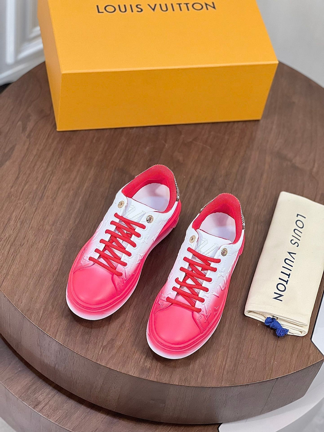 LV Time Out Sneaker Red Mix White Calfskin