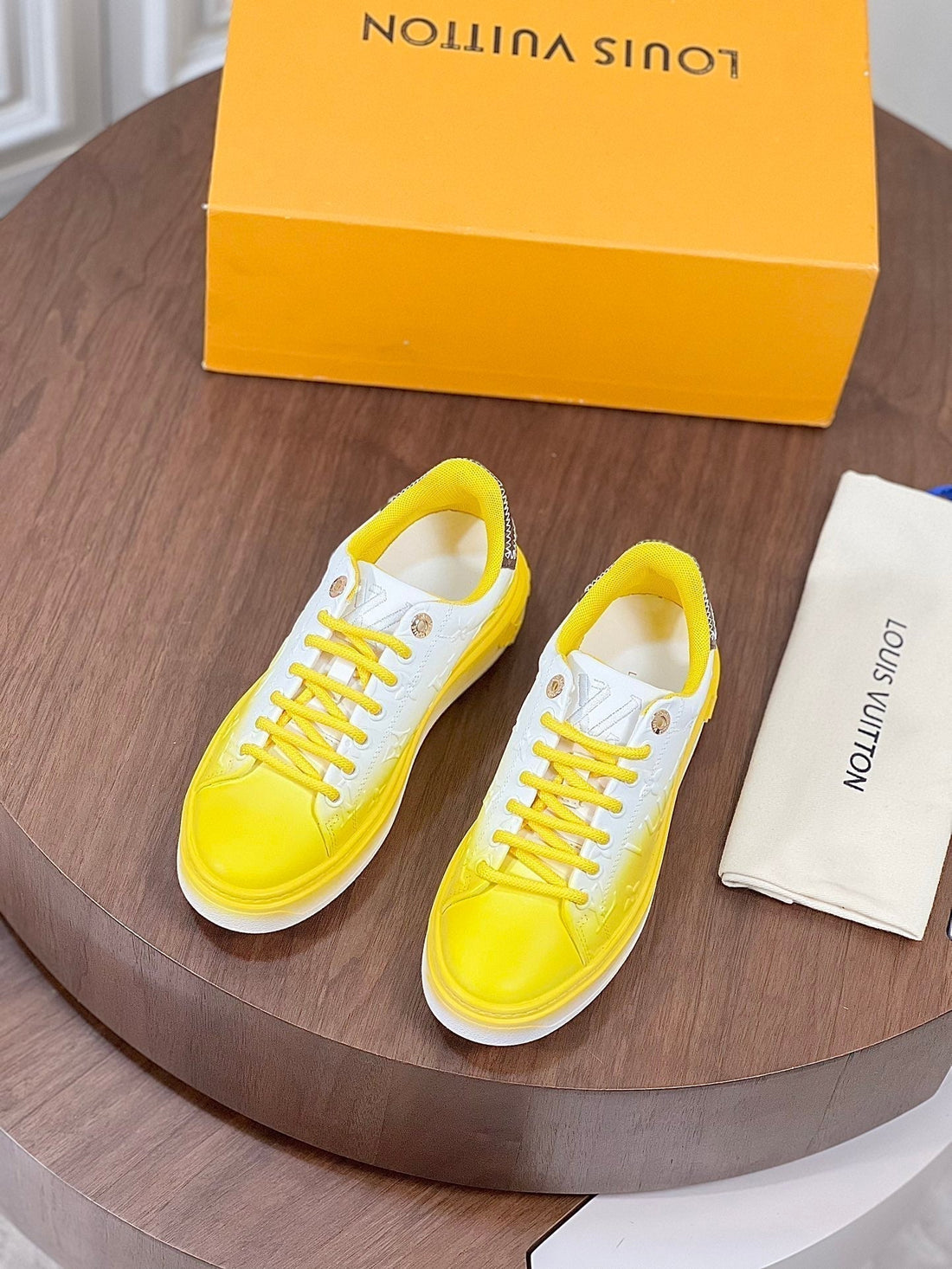 LV Time Out Sneaker Yellow Mix White Calfskin
