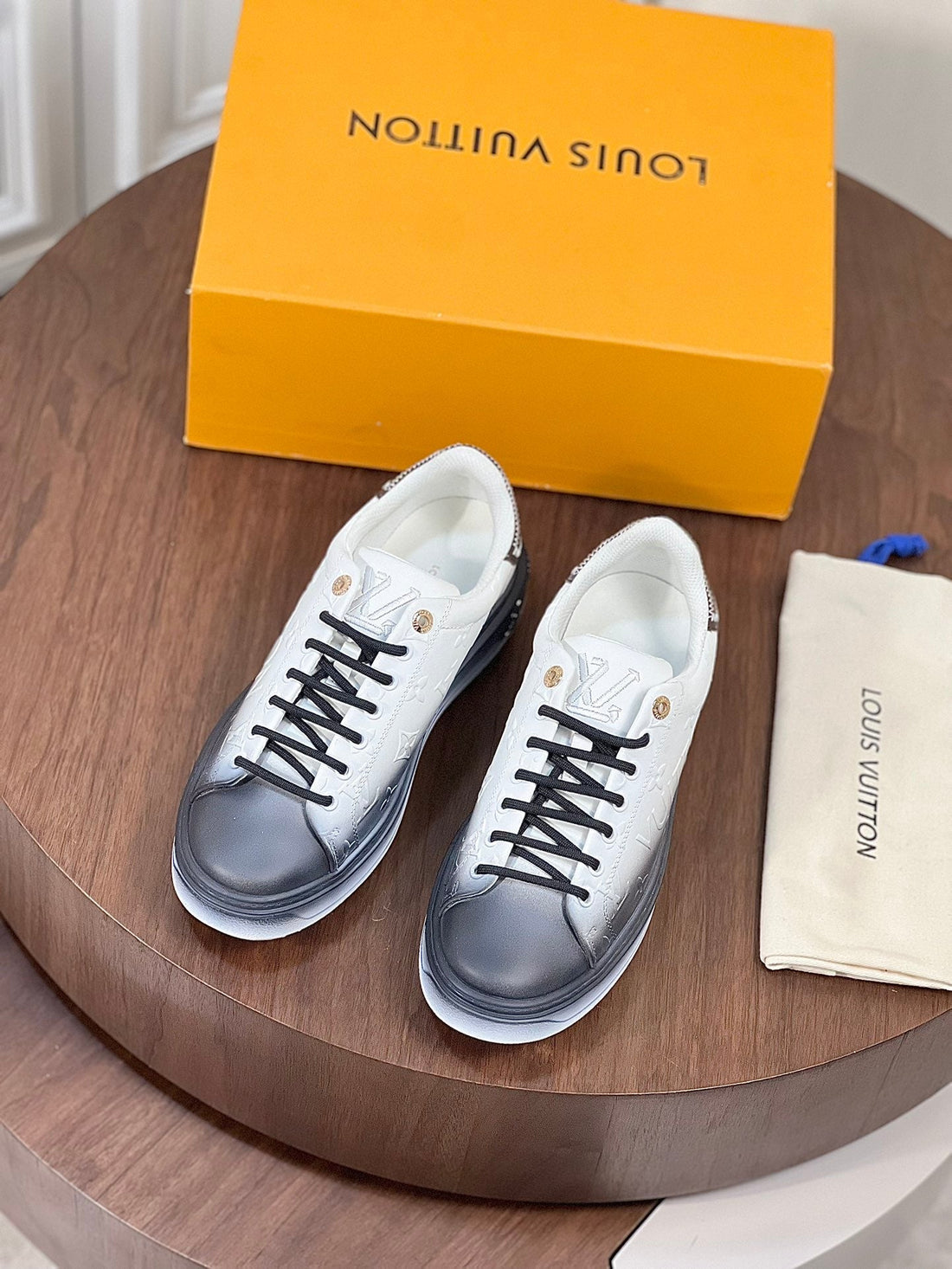 LV Time Out Sneaker Grey Mix White Calfskin