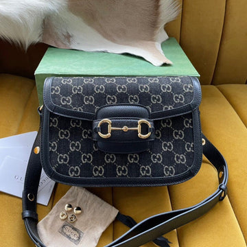 GG Horsebit 1955 Mini Bag 25 In Black Denim