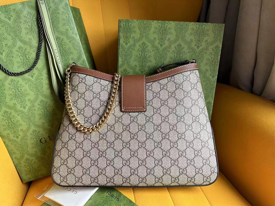 GG Padlock 32 Shoulder Bag Beige Canvas And Brown Calfskin
