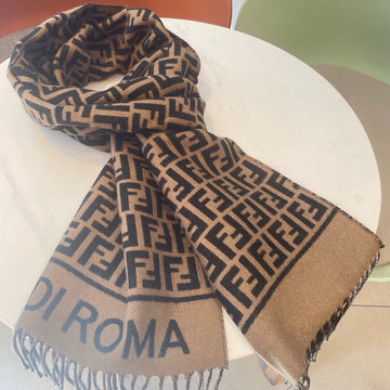 Roma 190 Ff Scraf In Brown Mix Black Wool And Cashmere