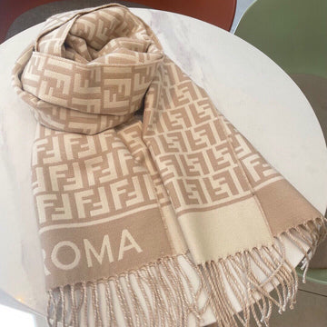 Roma 190 Ff Scraf In Camel Brown Mix White Wool And Cashmere