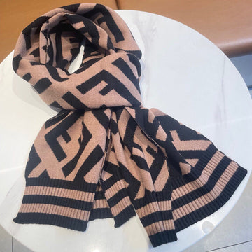 Ff 180 Scarf In Brown Mix Black Cashmere And Wool