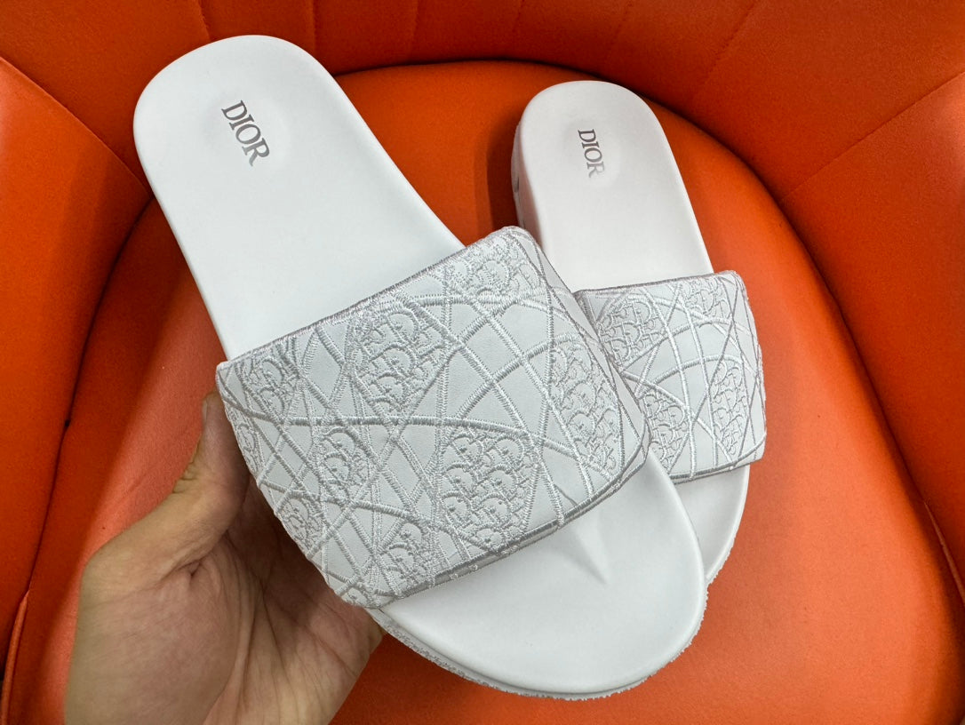 CD Aqua Embroided Sandal White Fabric