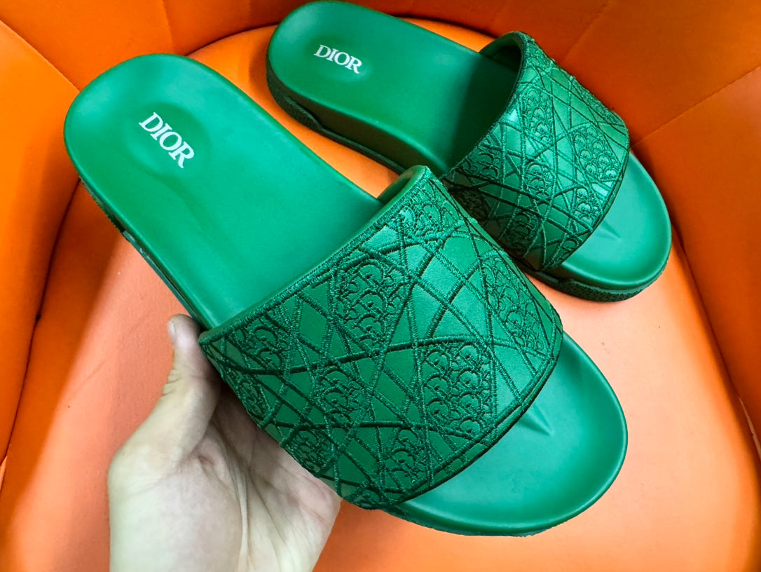 CD Aqua Embroided Sandal Sea Green Fabric