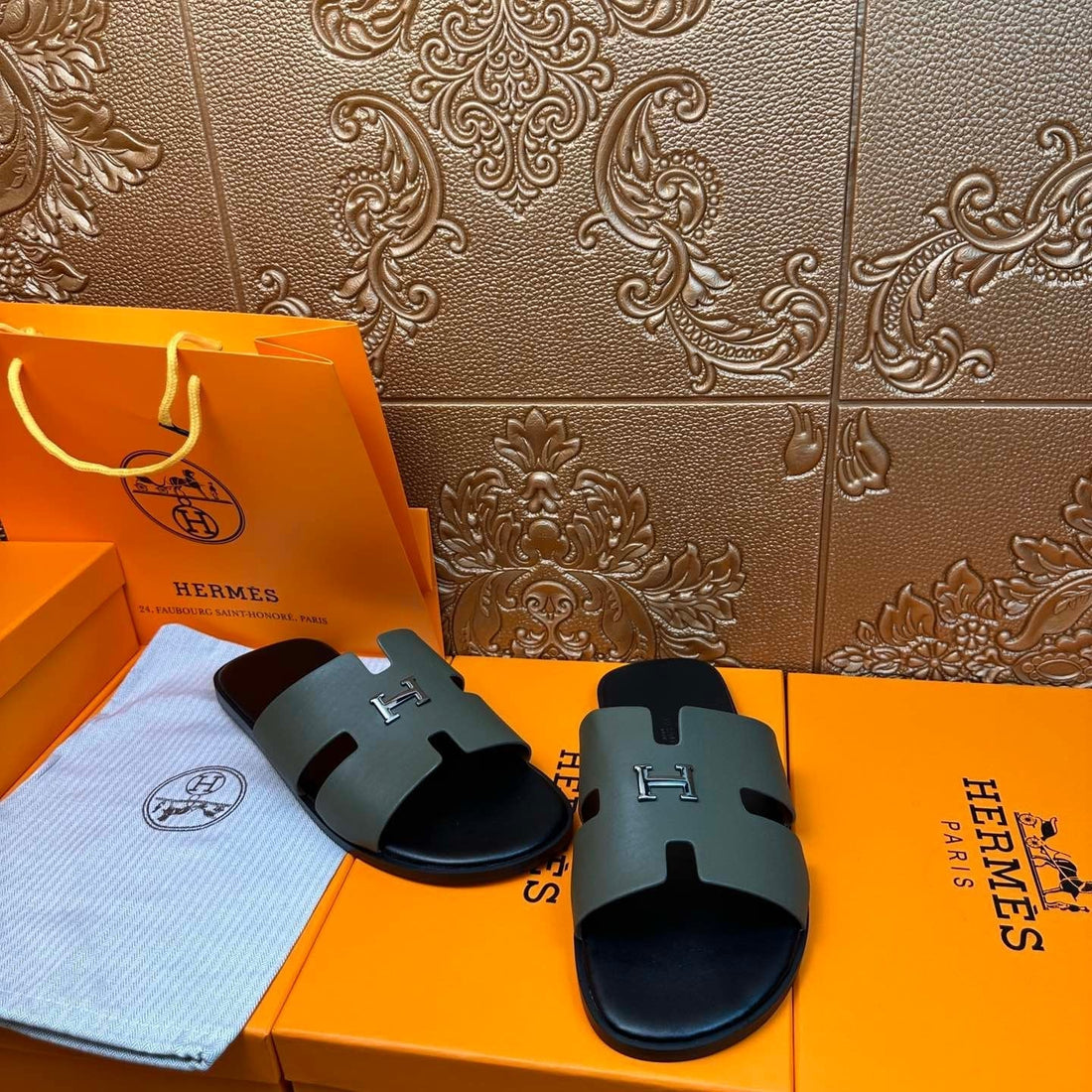 Hm Izmir H-Buckle Sandal Army Calfskin