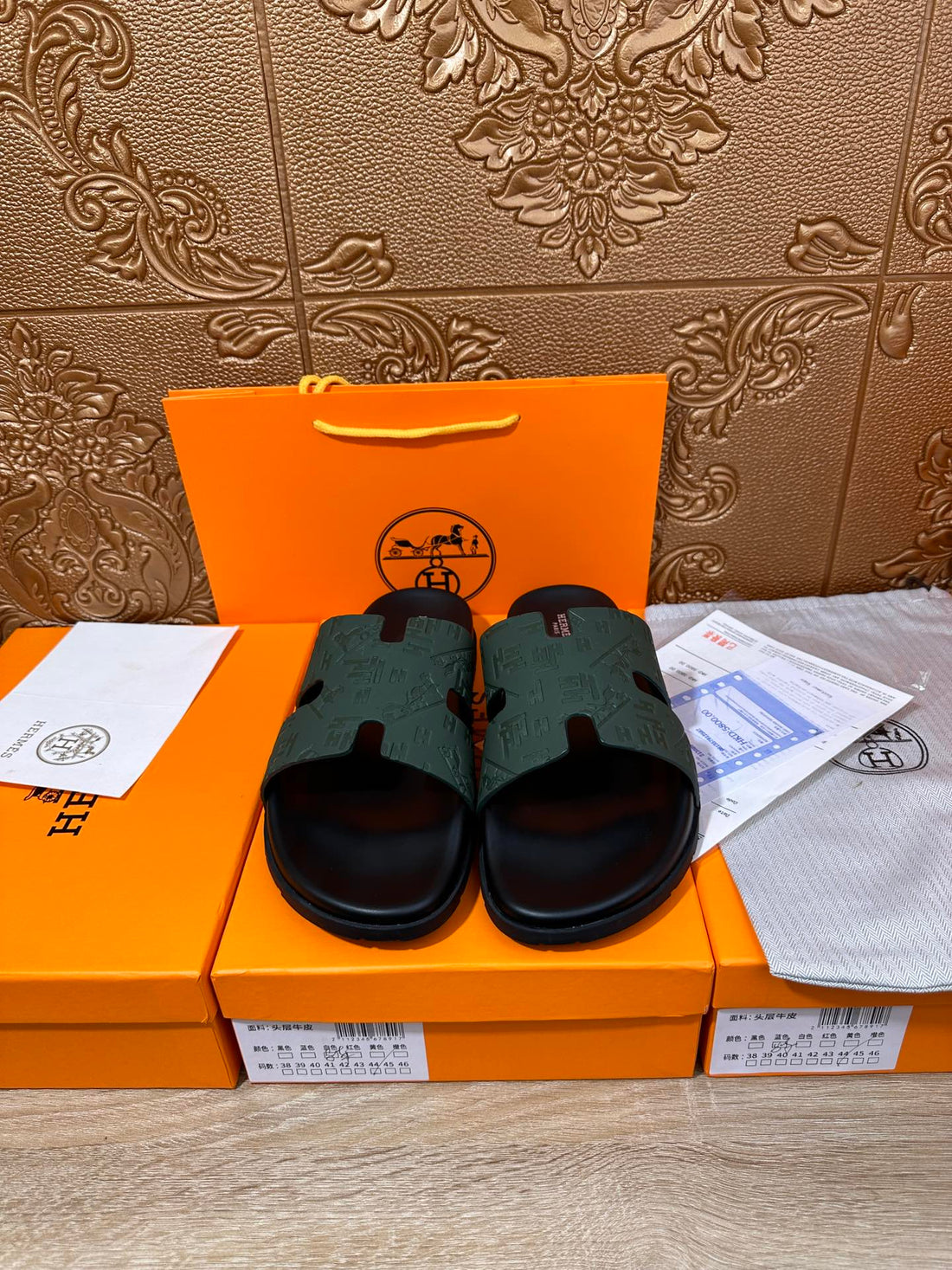 Hm Izmir Slipper Peacock Calfskin