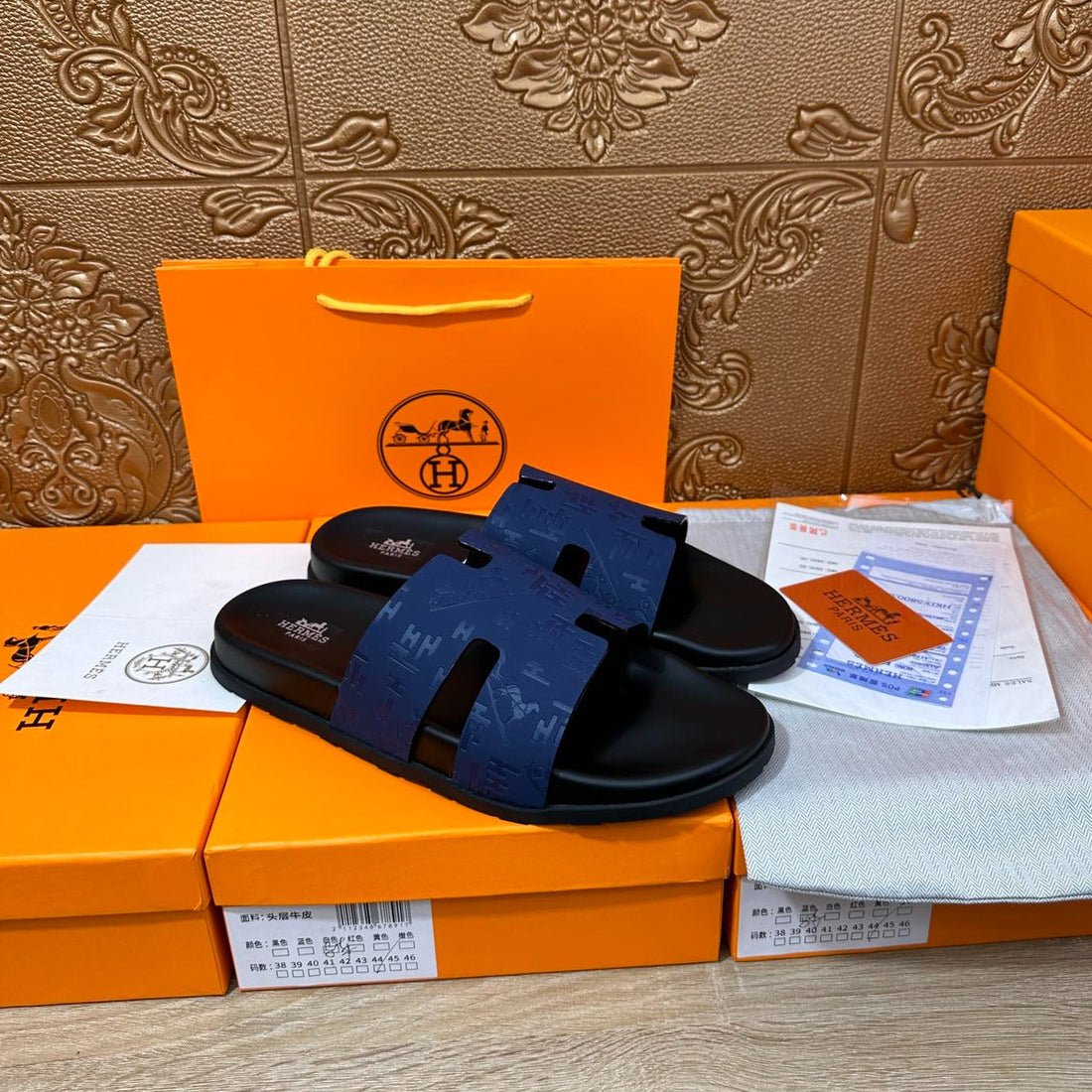 Hm Izmir Slipper Navy Calfskin
