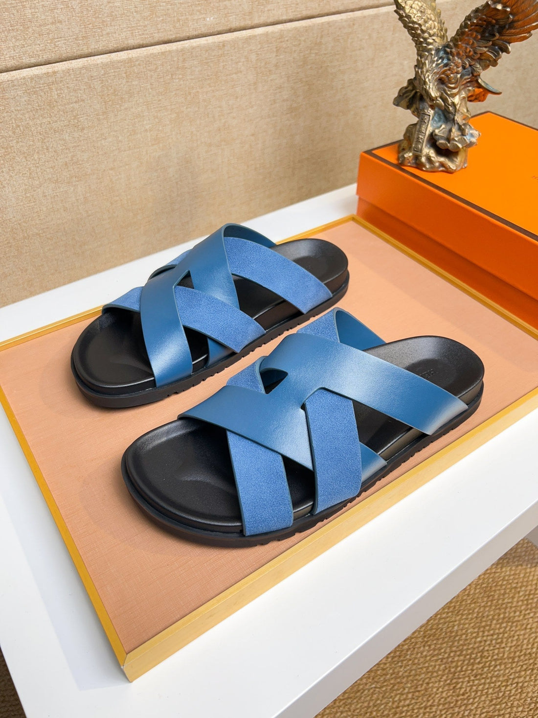Hm Men's Kazimir Sandals Blue Calfskin 737141