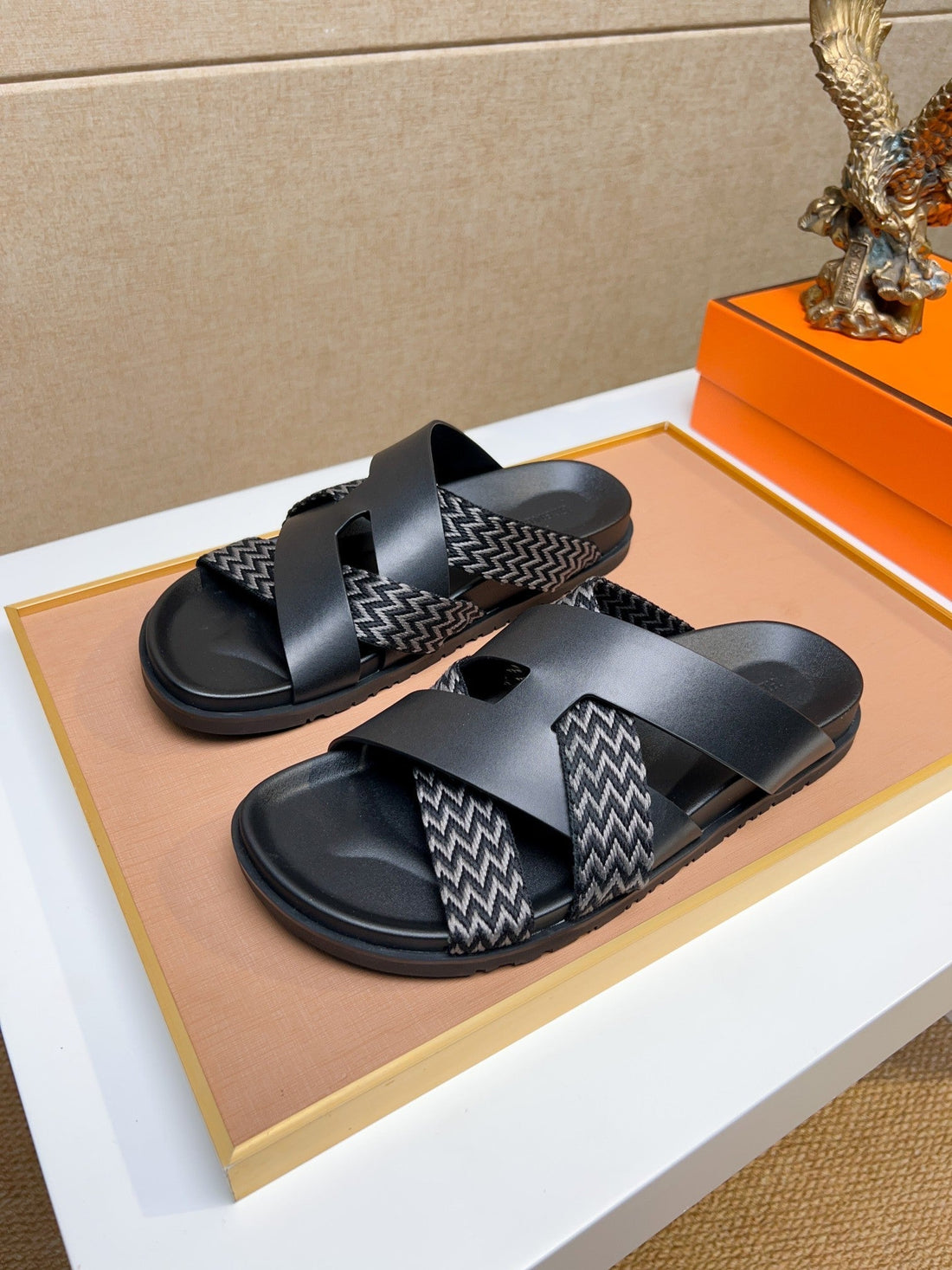 Hm Men's Kazimir Sandals Black Calfskin 735744
