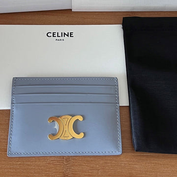 Triomphe Card Holder Glacier Cowhide& Fabric Ghw
