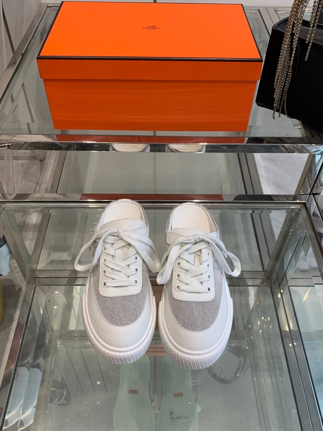 Hm Keep Sneaker Gray Mix White Canvas Calfskin 291839