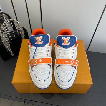 LV Tarine Sneakers White And Orange Perforated Calf Leather 533501