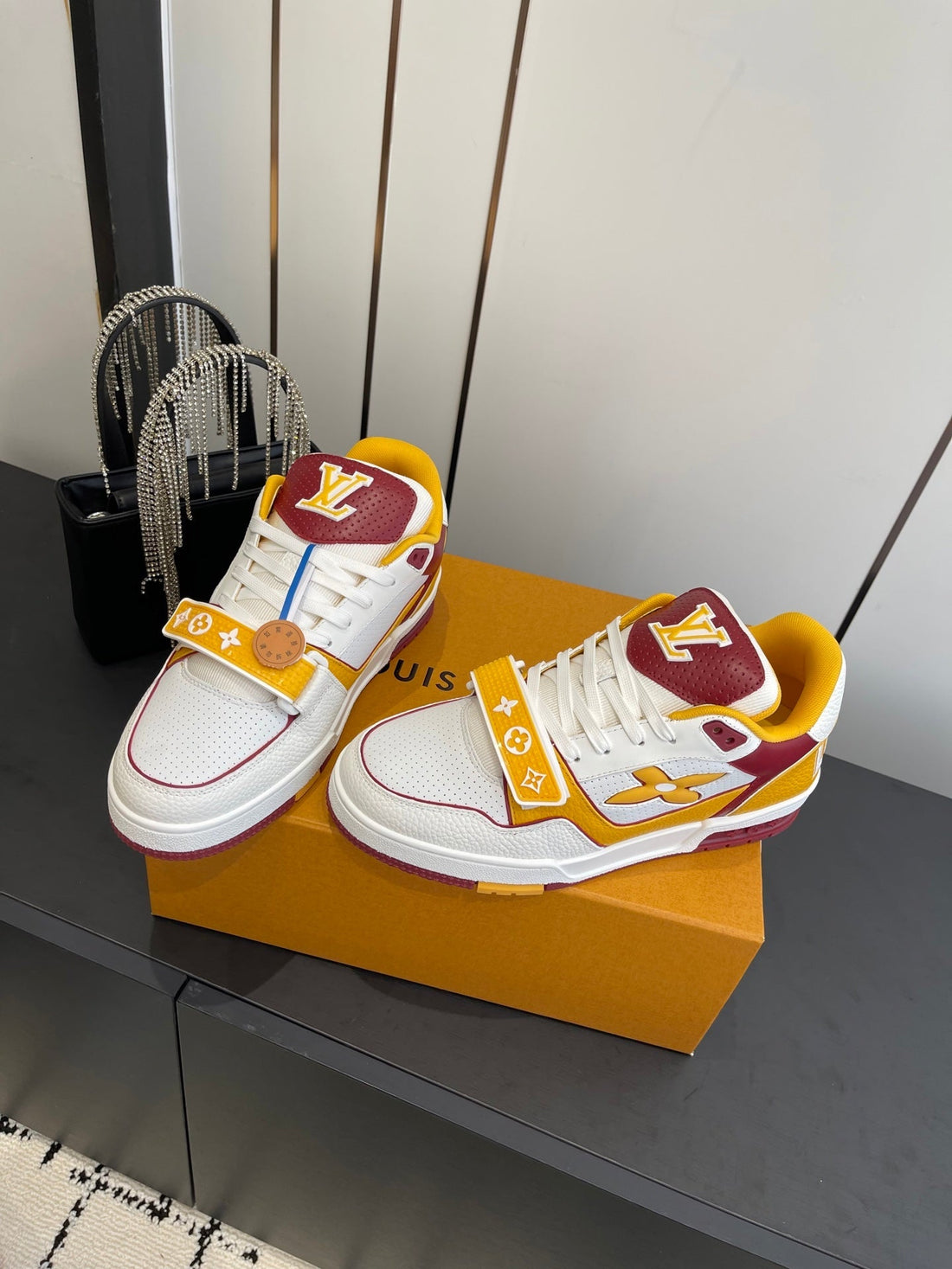 LV Tarine Sneakers White And Yellow Perforated Calf Leather 533502
