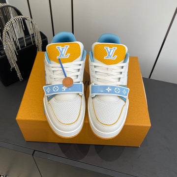 LV Tarine Sneakers White And Blue Perforated Calf Leather 533503