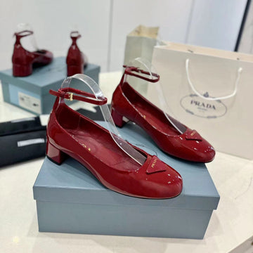 Pra Pumps 40 Square Sole Wine Patent Leather
