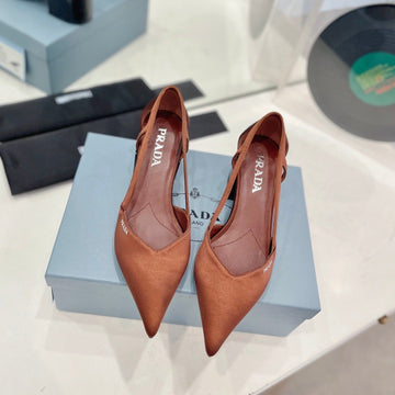 Pra Brushed Cut-Out Pumps Russet Satin