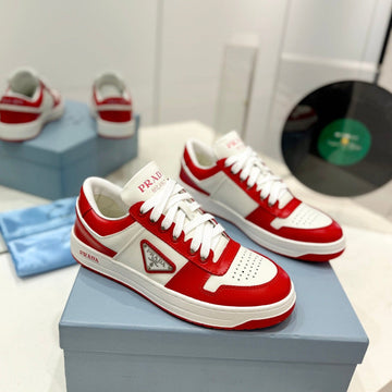 Pra Downtown Perforated Sneakers White And Red Calfskin