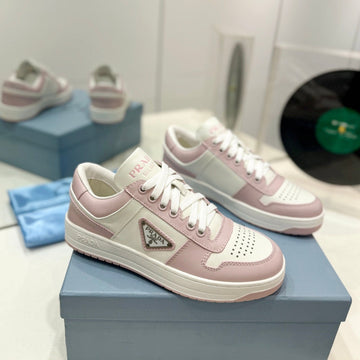 Pra Downtown Perforated Sneakers White And Blush Calfskin