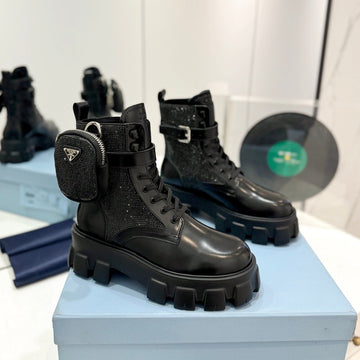 Pra Monolith Brushed And Re-Nylon Boots With Pouch Twinkle Black Calfskin
