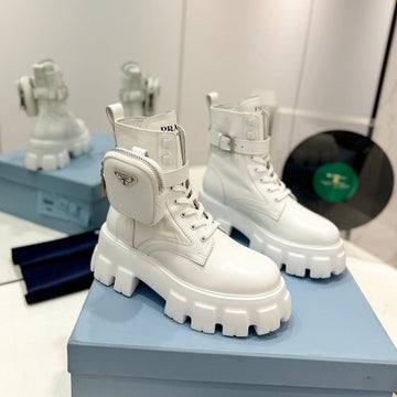 Pra Monolith Brushed And Re-Nylon Boots With Pouch White Calfskin