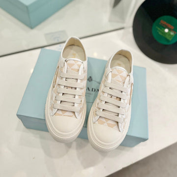 Pra Printed Cotton Sneakers Beige And Nude Triangle Canvas