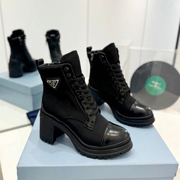 Pra Brushed Leather And Re-Nylon Laced Booties Black