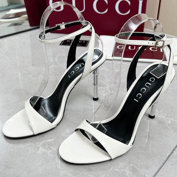 Gc 25 Heeled 95MM Sandals White Patent Leather 293860
