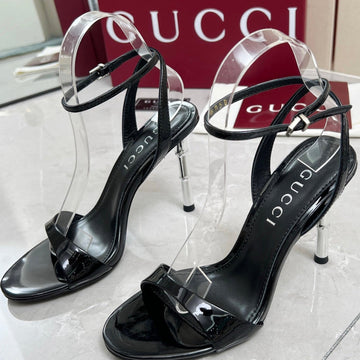 Gc 25 Heeled 95MM Sandals Black Patent Leather 293863
