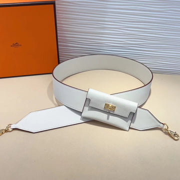 Kelly Pocket 50MM White Epsom Gold Hardware Shoulder Strap