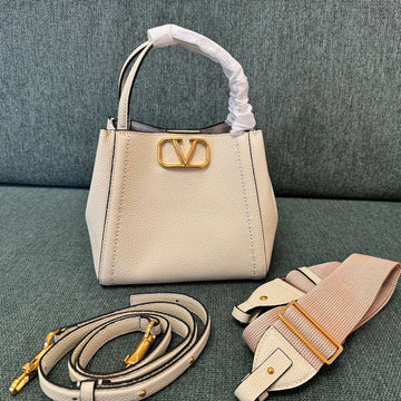Valentino Small 19 Handbag Beige Calfskin 538536