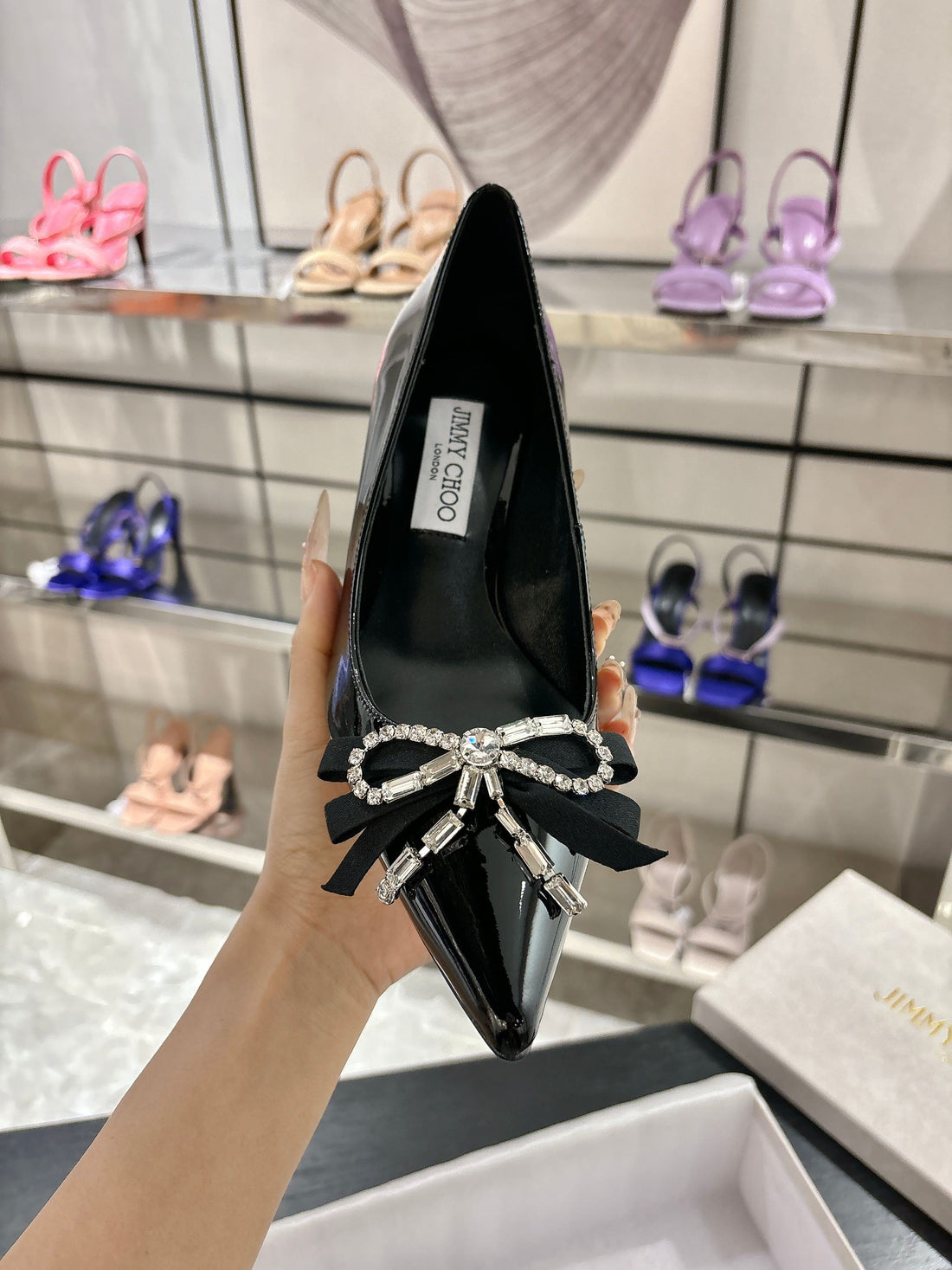 Jimmy Choo Auria Pumps 70 Black Patent Leather 597652
