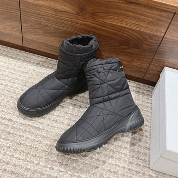 CD Ankle Boots Black Quilted Windbreaker Fabric And Fleece
