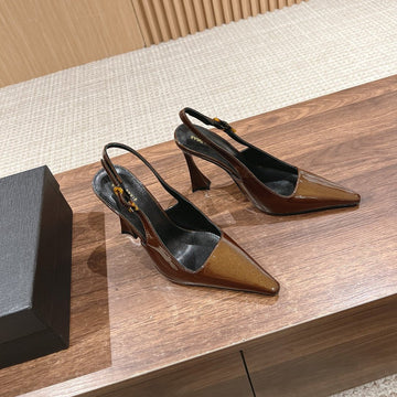 Sl Dune Slingback Pumps Copper Polished Calfskin