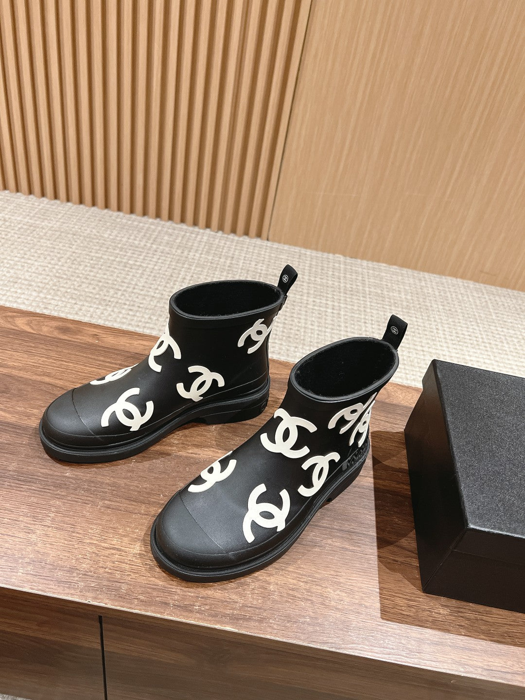 CC Rain Boots Black Tpu With White Logo 1