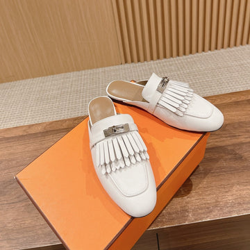 Oz Mule Fringed White