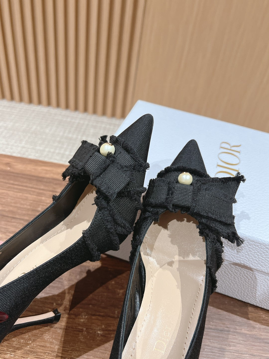 CD Adiorable Pump 80 Blakc Grosgrain Beige Lambskin