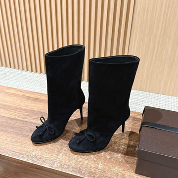 Alaïa High-Heeled Short Boots Black Suede 386011