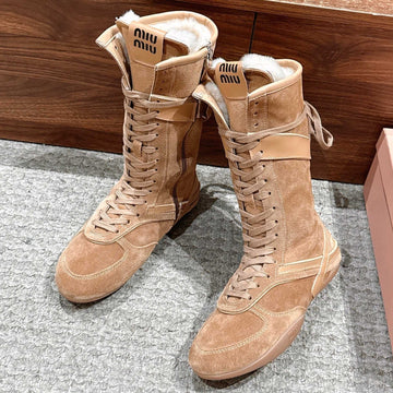 Miu Miu 25 Boot Light Brown Suede Calfskin 553692