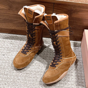 Miu Miu 25 Boot Brown Suede Calfskin 553693